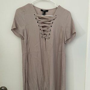 Forever 21 Lightweight T-Shirt Dress with Lace Up Front